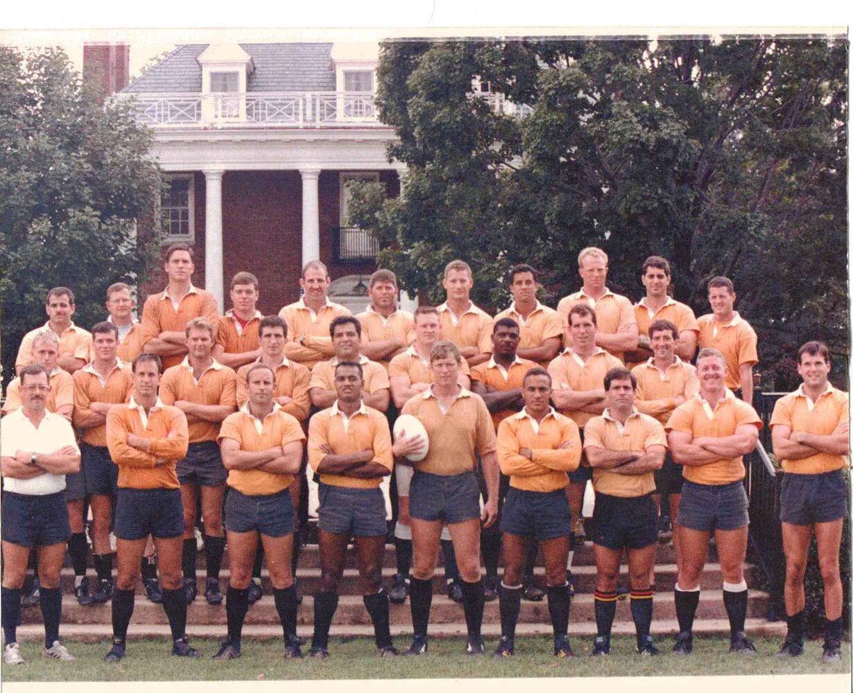1st Row: O'Connor (mgr), Carter (coach), Parker, Tonga, Flaherty (capt), Fethiere, Morrison, Trumps, Stewart, 2nd Row: Ottwell, Hickey, Spears, Haydn, Galvan, Powers, Hardman, Dolan, Coburn, 3rd Row: Dell'Oreo, Altizer, Carter, Lauer, Gouthro, McAdams, Newman, Pollard, Thomas, Grosso, Trumps